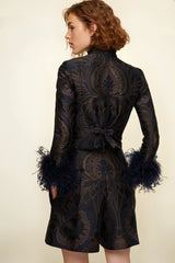 Navy Amber Print