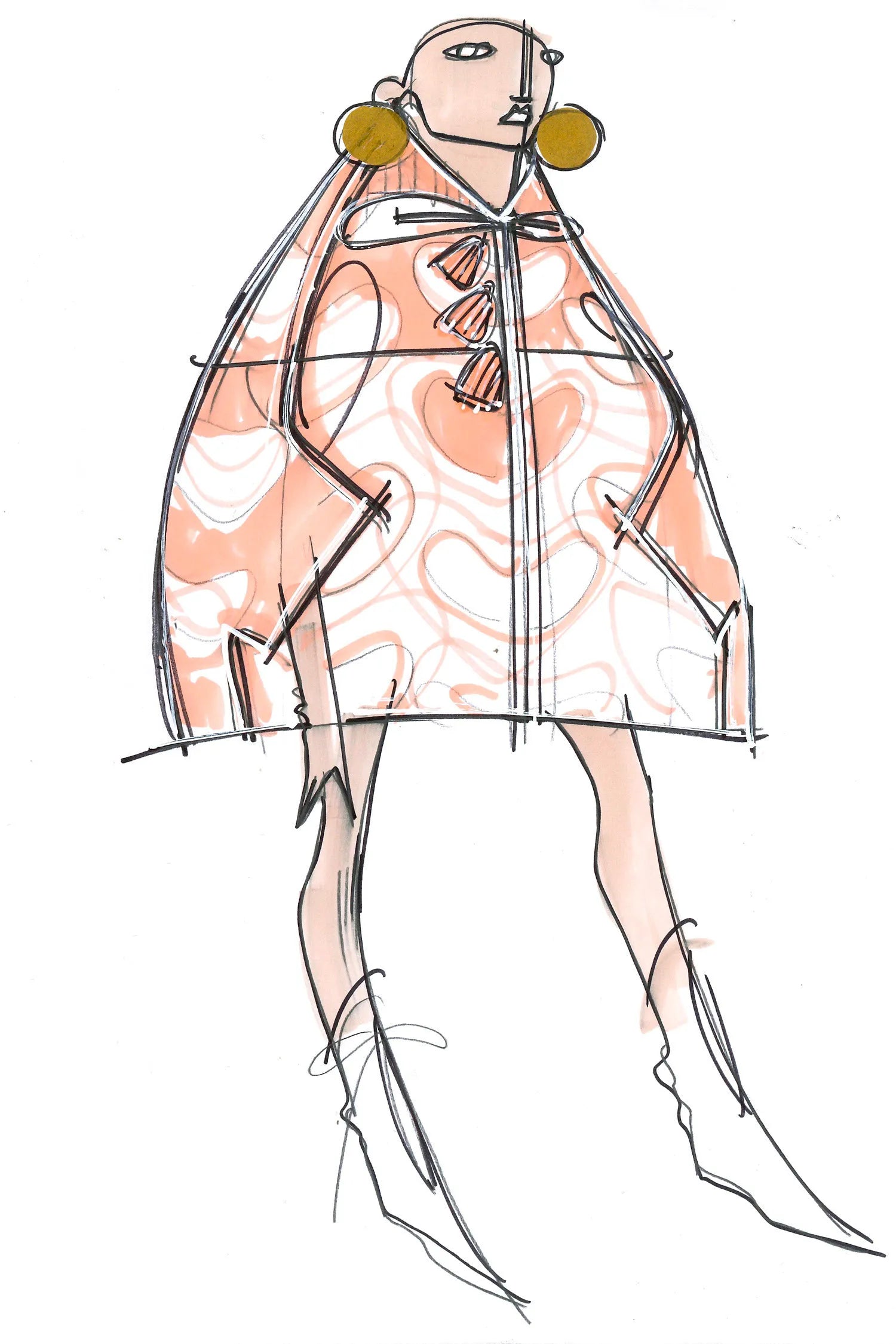 Navy Amber Print