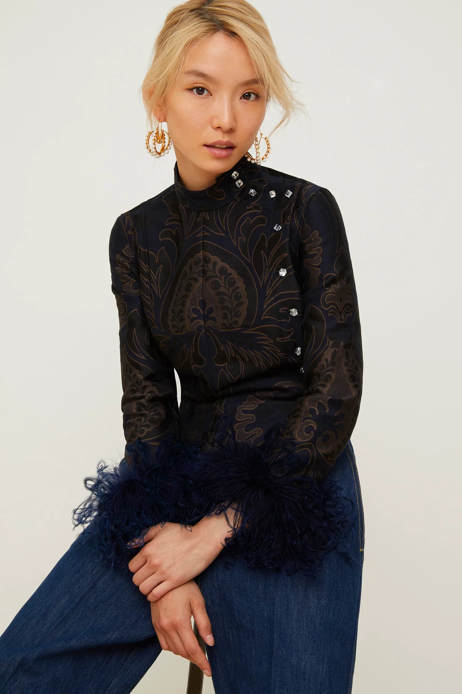 Navy Amber Print