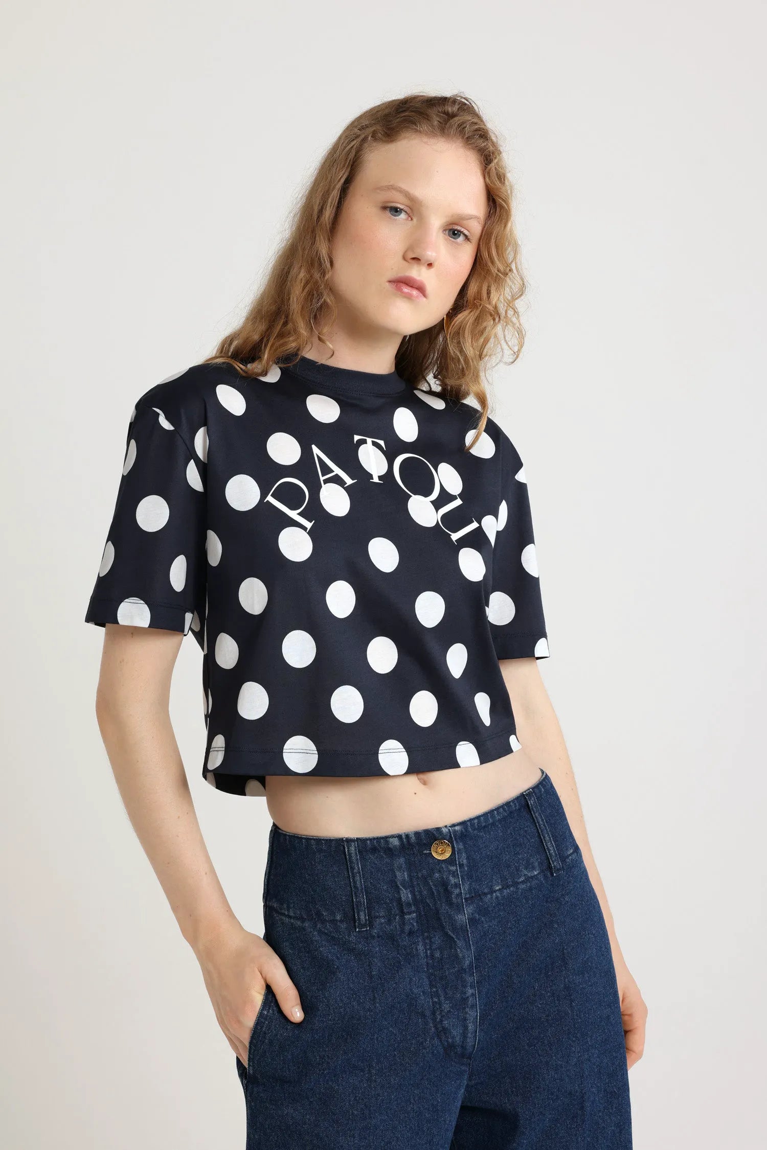 Navy Polka Dots